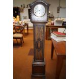 Early 20th century oak longcase clock, the hood wi