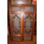 Pair of Chinese colored glass wall panels 128 cm