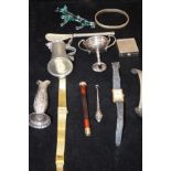 Group of metal ware, watches ect to include a silv