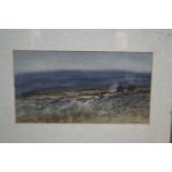 Framed watercolour, moorland scene Glen Sledon