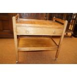 Medium solid oak server with baize lined drawer an