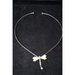 Silver necklace with dragonfly pendant