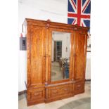 Victorian compactum wardrobe with central mirror & 3 base drawers (matching Lot 212)