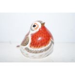 Crown Derby royal robin paper weight with gold sto