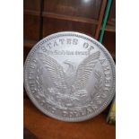 Large US one dollar wall plaque in painted wood Di
