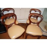 Set of 4 Victorian balloon back dining chairs