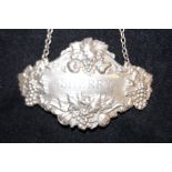 Silver sherry decanter label