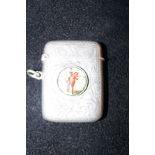 Edwardian silver vesta case enamelled with horse &