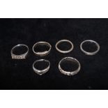 6 Silver dress rings