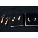 3 Sets of 9ct Gold earrings