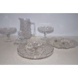 Group of early glass ware to include knife rests &