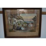 Early framed print S.J Bentley 'Happy days'
