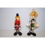 2 Art glass figure of clowns Largest 27 cm