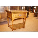 Solid oak side table incorporating tongue and dart