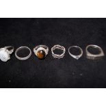 6 Silver dress rings