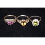 3x 925 Silver dress rings All size Q