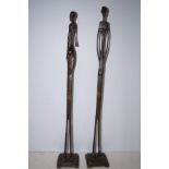 Pair of ethnic bronze figures Largest 52 cm