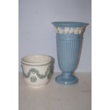 Wedgwood queens ware vase together with a Wedgwood