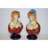 Pair of staffordshire style busts Height 27 cm