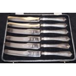 Set of 6 knives with silver handles by Viners of S