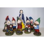 Snow white & 7 dwarfs stoneware garden set Height
