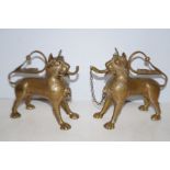 Pair of eastern bronze incense burners Height 17 c