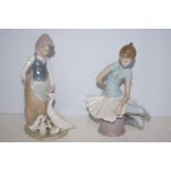 2 Lladro figures of girls Largest 25 cm