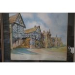 Framed Watercolour Smithills Hall by Michel Turner