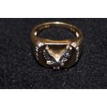 Gents 9ct gold & diamond ring depicting an eagle S