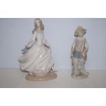 2 Lladro figures, finger broken to girl Largest 26