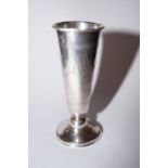 Russian silver bud vase with bright cut decoration