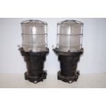 Pair of industrial bulkhead lights Height 47 cm