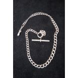 Silver Albert chain with dog clip & T-bar Weight 3