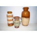 2 West German vases together with a water jug. Lar