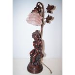 Bronzed single branched table lamp. Height 56cm