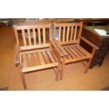 Pair of teak garden chairs