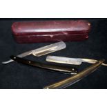 2 cut throats razors one inscribed with Shakespear