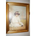 Gilt framed darling blue print on board