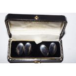 Pair of silver cufflinks cased