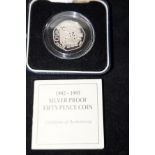 Royal mint 1992-1993 Silver proof fifty pence coin