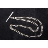 Silver Albert chain with T-bar & dog clip Weight 4