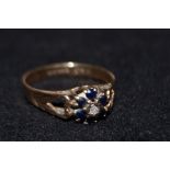 9ct Gold diamond & sapphire ring Size N