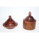 2 Treen lidded pots