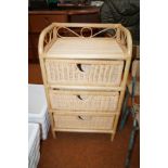 Wicker side table & 3 draws