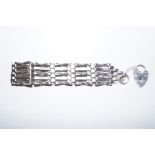 Silver 5 bar gate bracelet with safety chain