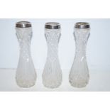 3 Matching Edwardian bud vases Height 19 cm