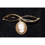 9ct Gold cameo brooch with pendant