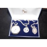 Silver double Albert chain & pocket watch presente