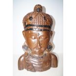 Wood wall mask in the form of a Buddha Height 49 c