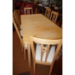 2 leaf extending dining table with 8 chairs